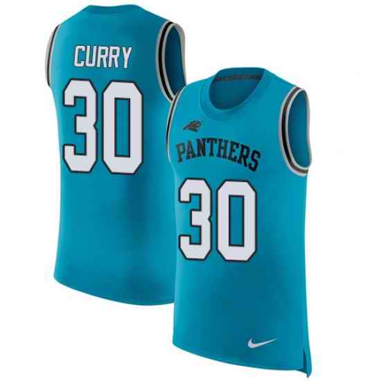 Nike Panthers #30 Stephen Curry Blue Alternate Mens Stitched NFL Limited Rush Tank Top Jersey